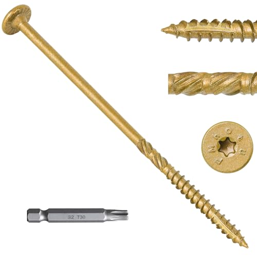 10 Inch Heavy-Duty Outdoor Deck Screws #14 x 10" Tan 50