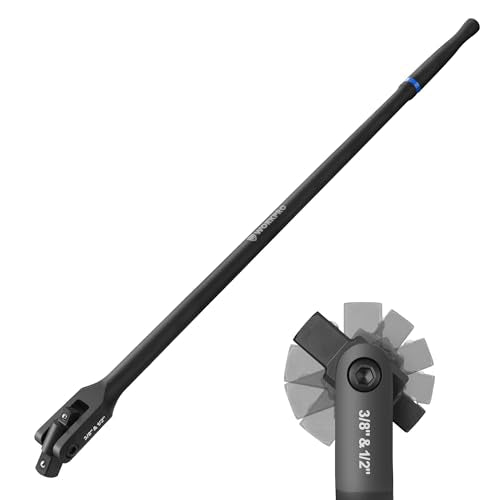 WORKPRO 24-inch Dual Drive Breaker Bar, 3/8" & 1/2" Drive, 360° Flex Head 24" × Dual Drive 3/8"+1/2" Black