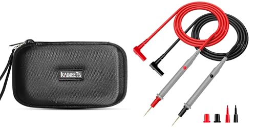 KAIWEETS HT118A/HT118E Multimeter Case and KAIWEETS Silicone Multimeter Test Leads with Gold-Plated Probes, 48 inch Long