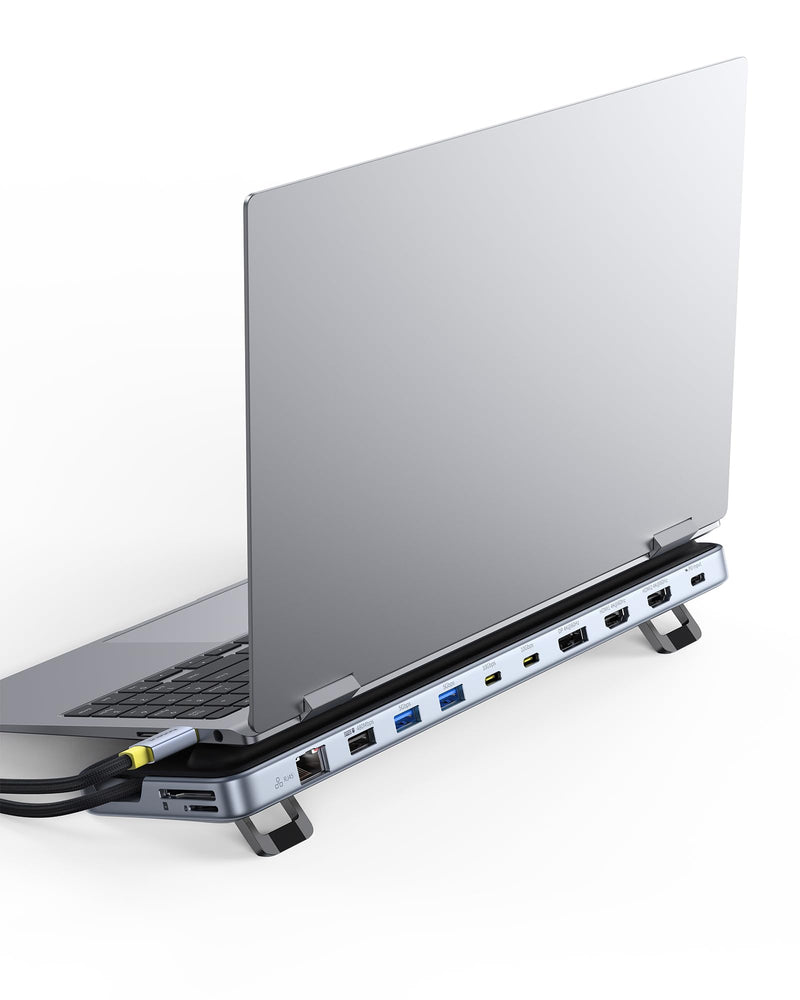 Baseus Laptop Docking Station Stand, 12 in 1 Triple 4K Display HDMI/DP, 10Gbps USB A/C Fast Data, PD 100W, Ethernet, TF/SD, USB C Docking Station with Stand for Windows/Dell/HP/Lenovo/Asus/Acer/Mac 12 in 1 New