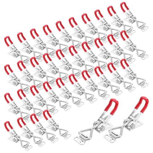 36 Pcs Toggle Latch Clamp Adjustable 330 Lbs Holding Capacity Pull Latch 4001 Heavy Duty Latch Lock Metal Door Latches Sturdy Latches Hardware for Smoker Lid Tool Box(Red, No Lock Hole)
