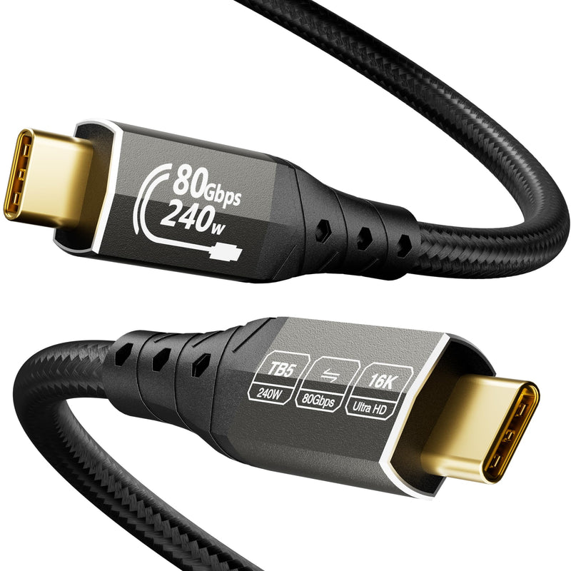 ZIKNYDO 16K for Thunderbolt 5 Cable 6.6FT/2m, USB C 80Gbps Data Transfer, 120Gbps Bandwidth for 16K/Dual 8K Displays, PD3.1 240W Charging for Thunderbolt 4, MacBook M4, eGPU, Mac mini M4 Pro, Monitor 6.6FT*1