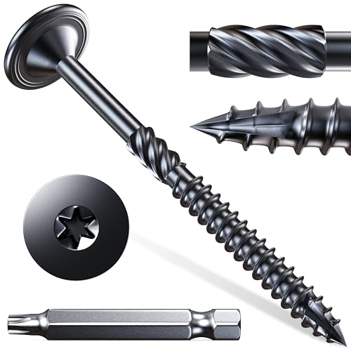 Lag Screws #14 x 4 Inch, 90Pcs Heavy Duty Structural Wood Screws T30 Star Bit #14 x 4" Black 90