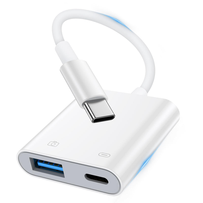 USB C to USB Camera Adapter, OTG Adapter for Android iPhone 16e/16/16Pro/16Pro Max/16Plus/15/15Pro/15Pro Max, High Speed USB 3.0 Female Adapter for Digital Camera to Phone Samsung S25 S24Ultra S23 S22