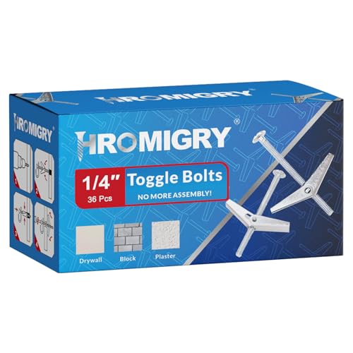 1/4"x5" Toggle Bolts (36 Pcs) 1/4 inch Wall Anchors for Drywall Heavy Duty, Butterfly Anchor Bolt for Hollow Wall, Sheetrock, Ceiling 1/4" (36 Pcs)