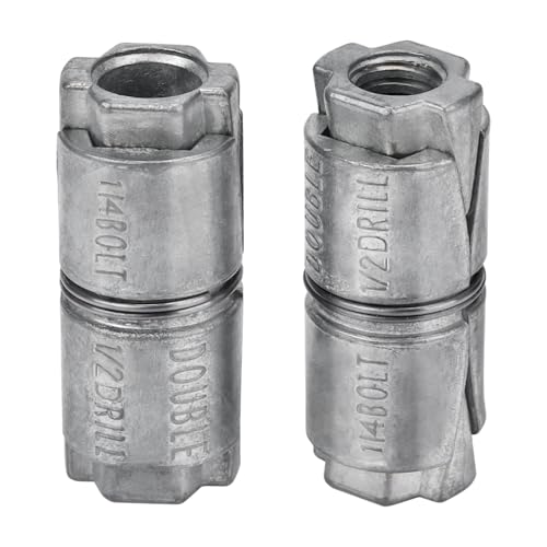 100 Pack Sieqioor 1/4" x 1-1/4" OD 1/2 Double Expansion Shield Anchors 1/4"x1-1/4"x1/2" 100 Pack