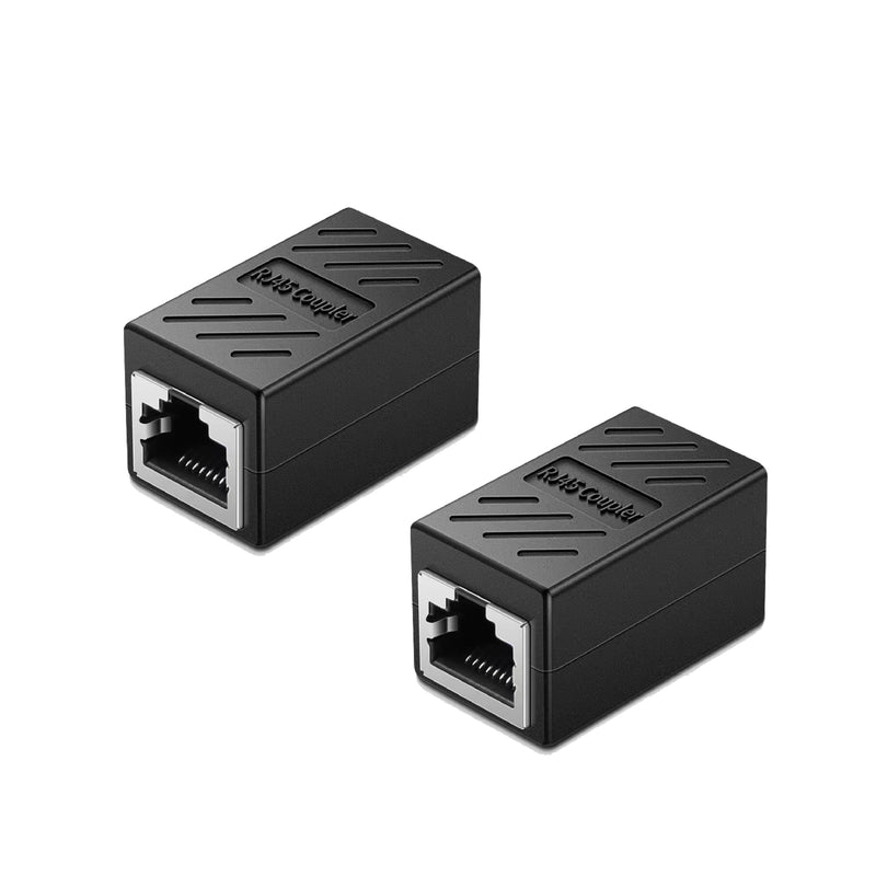 RJ45 Coupler, Ethernet Coupler Cat6 Coupler for Cat5e/Cat6/Cat7/Cat8, 1000Mbps Ethernet Extender Adapter LAN Connector for Modem Router PC Switch Network Extension, Female to Female - 2 Pack Black