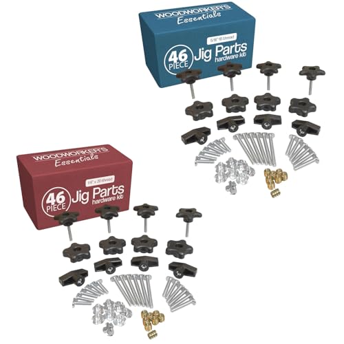 46 Piece T Track Bolts and Knobs Kit, 1/4" x20 & 5/16”-18 T Bolts & Threaded Knobs, T Track Accessories for Woodworking, Build Your Own Woodworker Jigs and Fixtures, T-Track Parts Hardware Set