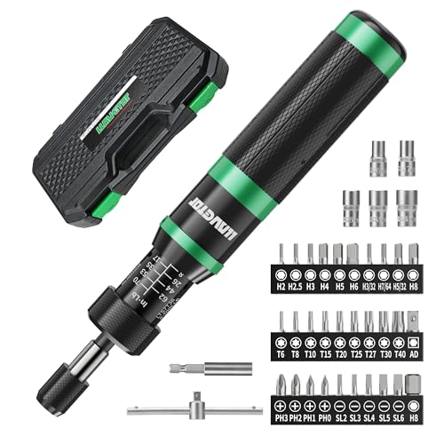 Torque Screwdriver,8-70 in.lb(1/4" Drive) Inch Pound Torque Wrench with S2 Steel Bits & Case - torque screwdriver for gunsmithing.