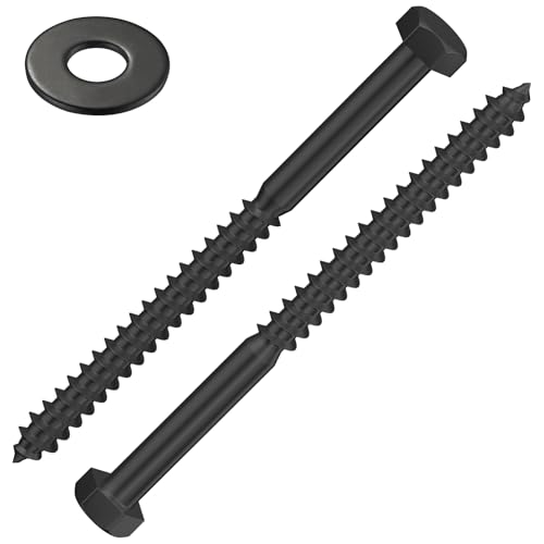 Wensilon Lag Screws Wood Screws (22PCS, 3/8"x3", Black) Hex Head Lag Bolts,(10x75) Heavy Duty Lag Screws,304 Stainless Steel Bolts 18-8 3/8"x3"