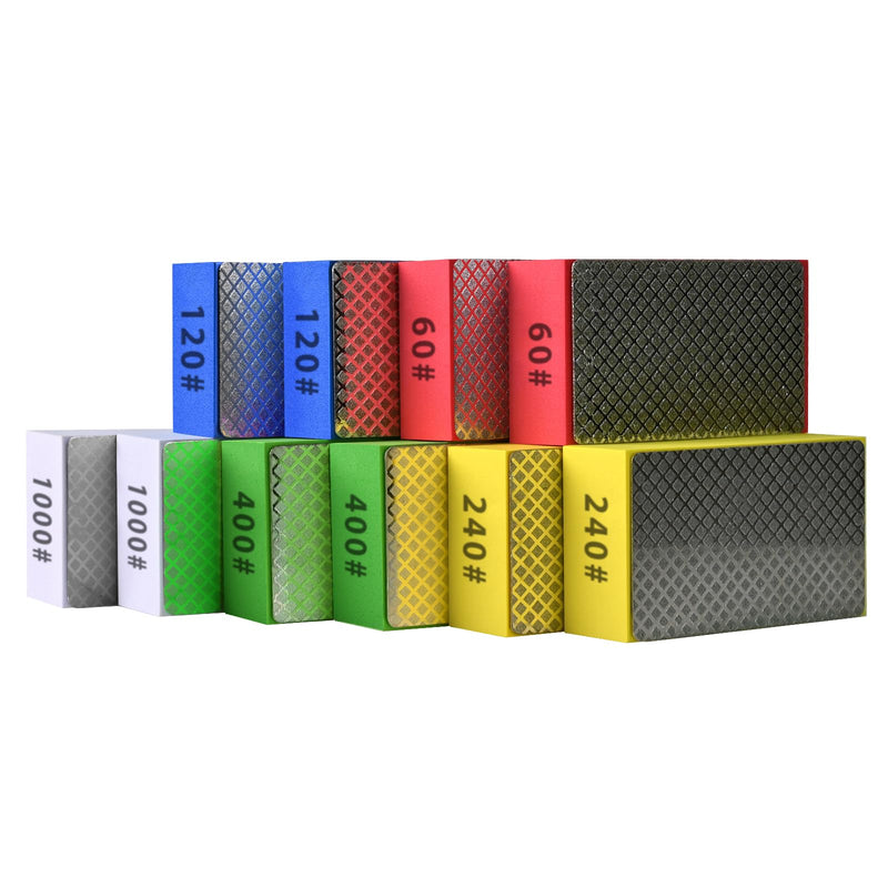 10pcs Diamond Hand Polishing Pads for Ceramic Tile Glass Grinding,Sanding Blocks Polishing 60#,120#,240#,400#,1000# 10PCS-60#-120#-240#-400#-1000#