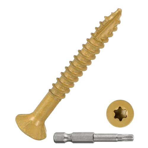 DTGN 500Pack #9x1-1/2 Deck Wood Screws kit Carbon Steel Tan #9x1-1/2" 500