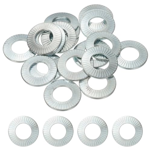 PATIKIL M16x32x2mm Flat Washers 20Pcs 65Mn Steel Belleville Spring Disc Washer Conical Knurled Metric Gasket for Automotive Industrial Construction (White Zinc Plating) White Zinc Plating 20