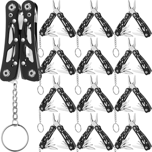 Lasnten 12 Pcs Multitool Pliers, Stainless Steel Foldable Mini Tool,Black Black