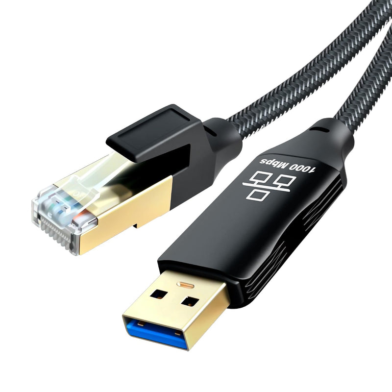 USB to Ethernet Cable 12Ft,USB 3.0 Male to RJ45 Serial Adapter Directly Connected, Compatible with Laptop, PC, MacBook, Switch, Windows, macOS, Linux(12Ft/4M)