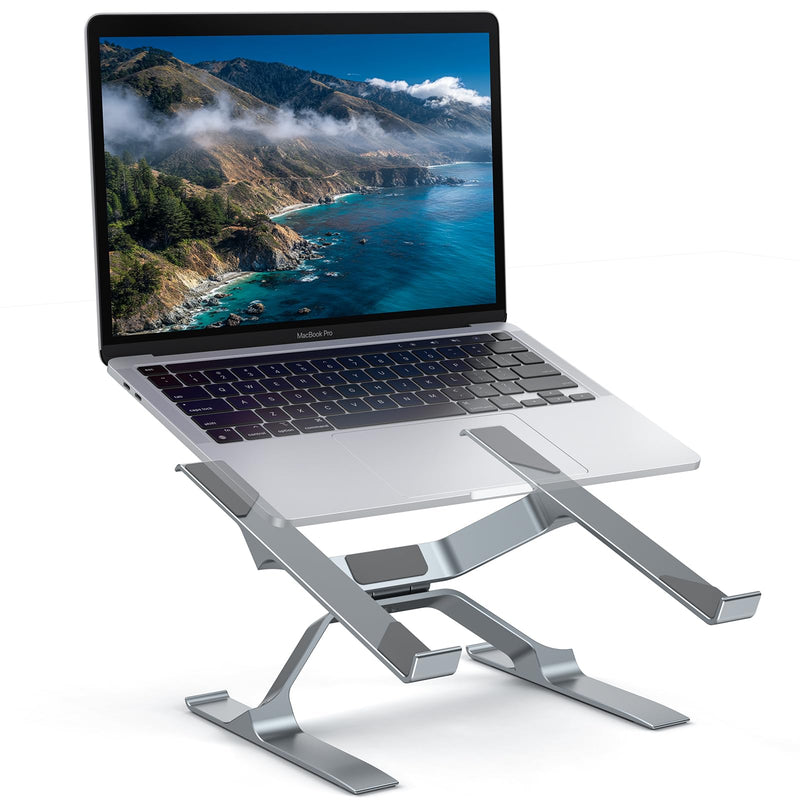 OMOTON More Stable Laptop Stand, Aluminum Adjustable Laptop Holder Stand for Desk, Ergonomic Detachable Notebook Riser Suitable for All Laptops (11-16 inch)