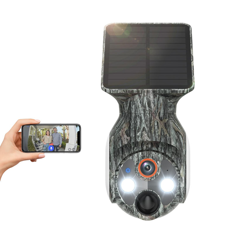 Solar-Powered 1080p WiFi Battery Camera, Security Cameras Wireless Outdoor for Home Surveillance, AI Human Detection, Color Night Vision, Cloud Storage (WiFi (Camo)) WiFi (Camo)