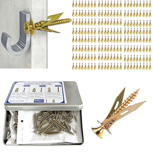 Self-Drilling Drywall Anchors Expansion Screws 400PCS,No Drill Holes 400