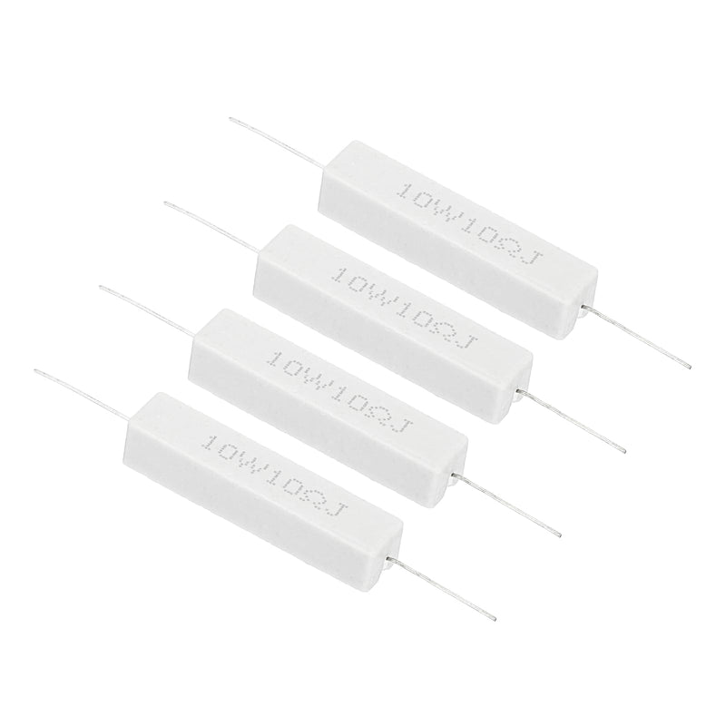 PATIKIL 4 x 10 Ohm Resistors 10 W Ceramic Cement Resistance Power Cement Resistance Kit Tolerance 5% for Power Adapter Audio Computer TV Circuit Boards 10 ohms 4.0