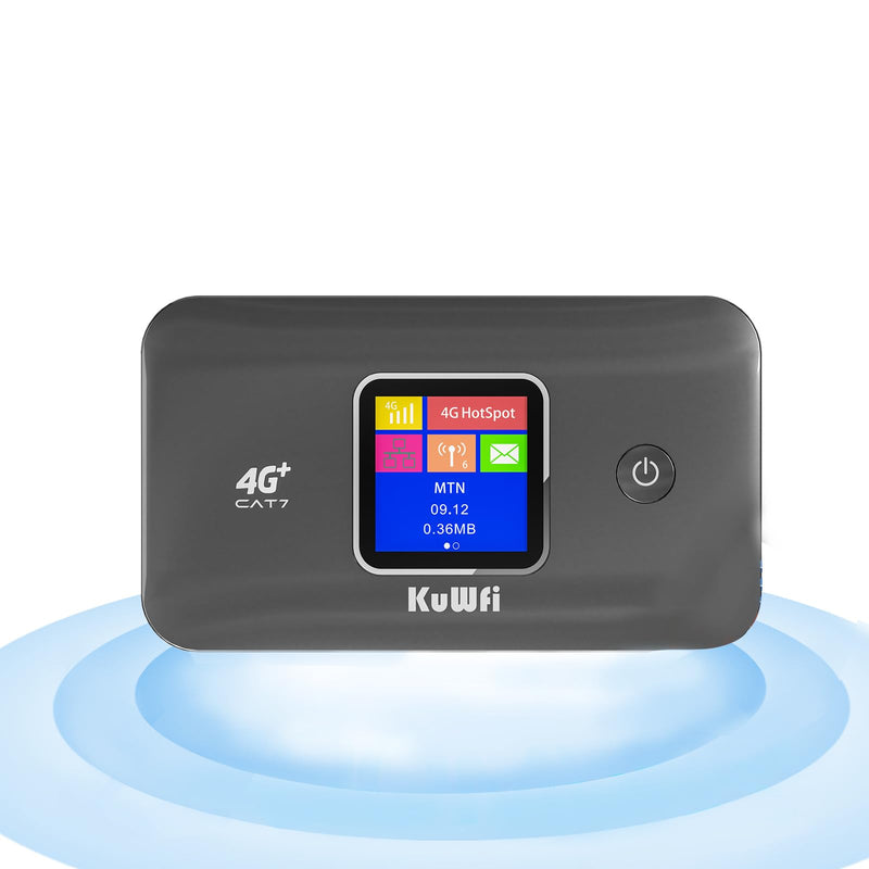 KuWFi 4G+ CAT7 Unlocked 4G LTE Mobile WiFi Hotspot, 300Mbps High-Speed Travel Router with SIM Card Slot for RV/Camping/Trips, Works with T-Mobile AT&T