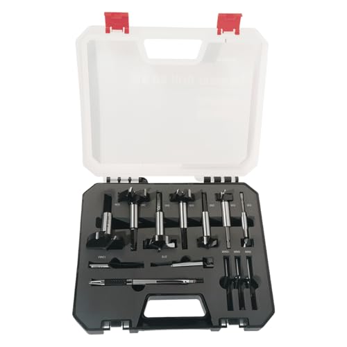 CSOOM Forstner Bit Set, 13PCS Forstner Drill Bits for Wood, Auger Opener Hexagonal Handle Drilling Cutting Tool for Hardwood, Softwood, Plastic, Plywood