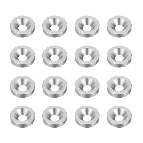 MECCANIXITY 16 Pcs M6 Finish Countersunk Washer, 4x18mm 304 Stainless Steel Counterbore Head Washers Gaskets Shim for Mechanical Accessories Parts, Silver M6x4x18mm