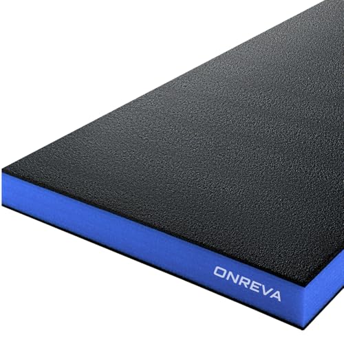 ONREVA Tool Box Foam Organizer 48x24x2 inch 1PC, Kaizen Sheets for Pro Tool Control, Custom Tool Shadow Inserts for Cases & Drawers, High Density Polyethylene Foam, Black with Blue