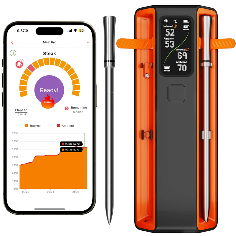 Smart Bluetooth Wireless Meat Thermometer Digital,2 Pcs Probe & LCD Screen for Grill,BBQ,Smoker,Air Fryer,Kitchen, Oven,Perfect for Turkey,Steak,Chicken 2