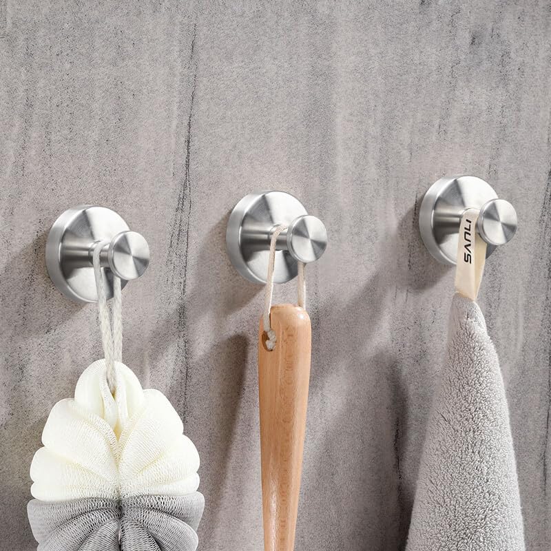 Towel Hook Shower Suction Hooks Towel Hanger for Bathroom Hanging Coat, Robe, Removable Wall Mounted Hook for Bedroom Kitchen Hotel Pool Brushed Nickel(4-Pack) Brushed Nickel.0 4pc