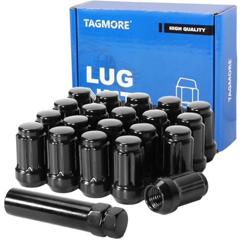 20pcs 1/2"-20 Black 6 Spline Lug Nuts Compatible with Jeep Ford 12.7 mm x 1.27 mm