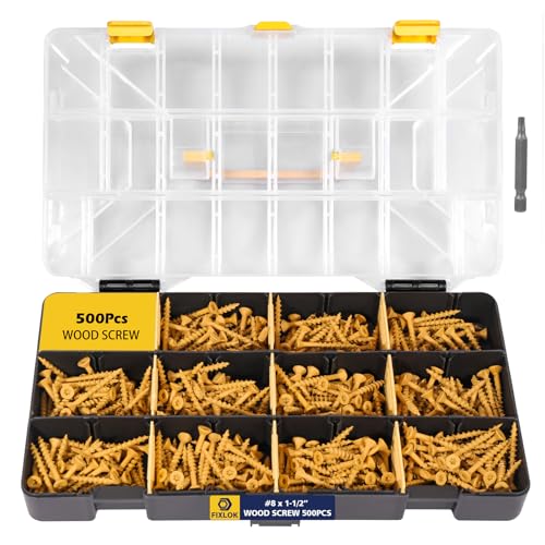 #8 x 1-1/2" Flat Head Wood Screws with Tan Epoxy-Coating, T20 Torx, 500pcs