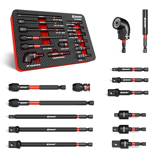 EZARC Impact Socket Adapter Set, 14PCS with Swivel and Angle Attachments