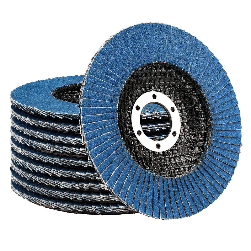 Pack of 10 Flap Discs Diameter 115 mm x 22 mm Grain 120 Sanding Discs T27 Lamellar Discs for Angle Grinder Polishing Machine | Aluminum oxide, grinding disc, metal stainless steel, flap disc pack of 10, grain 120