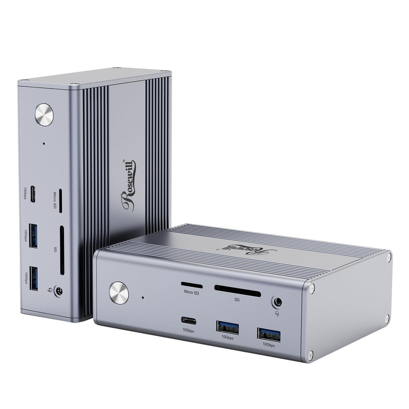 Rosewill 14-in-1 USB C Laptop Docking Station, 100W PD Charging, 4K@60Hz Display, Triple 4K Display HDMI,10Gbps Transfer & Ethernet, Mac, Android, Windows/Dell/HP/Lenovo/Asus/Acer/ (Include Charger)