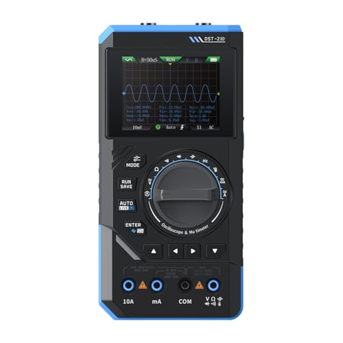 DEWIN DST-210 Handheld Oscilloscope, 3-in-1 Digital Oscilloscope Multimeter Signal Generator 10MHz Bandwidth 19999 Counts 48MSa/s