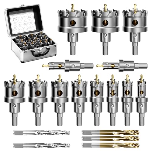 21-Piece TCT Carbide Hole Saw Kit for Metal (1/2" to 2-1/8") 21PCS 13mm to54mm | 1/2" to 2-1/8"
