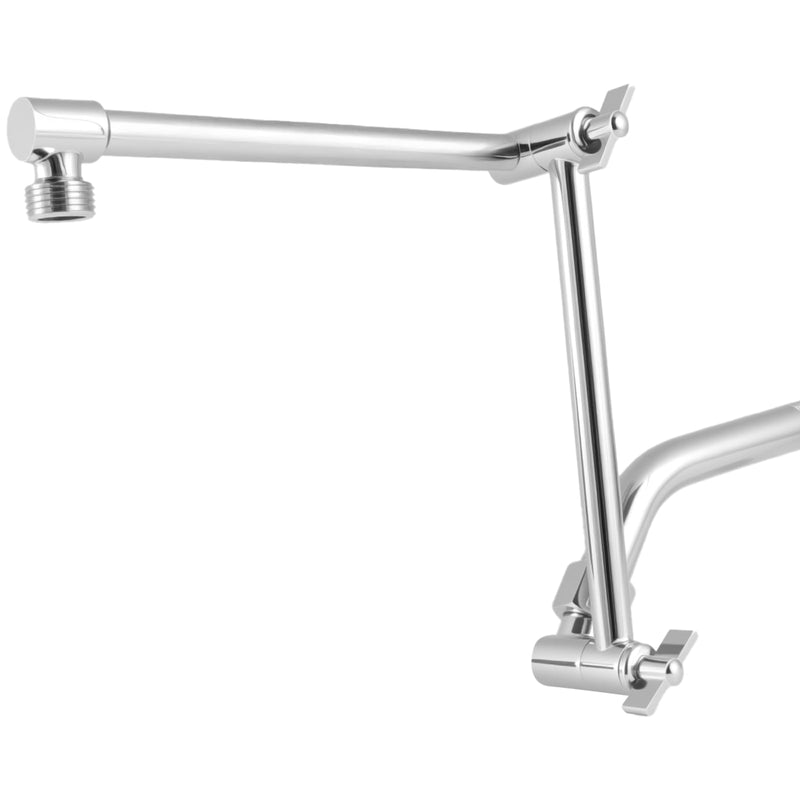 Shower Head Extension Arm, 16 Inch Solid Brass Adjustable Extender with Lock Joint, Height & Angle Adjustable Shower Arm for Rainfall or Fixed Shower Head, G1/2 Connector (Chrome) Chrome