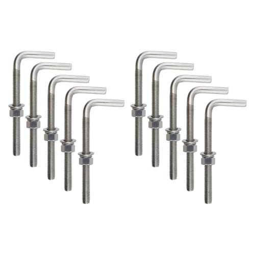 10pcs L Shape Anchors Bolts, 1/2 x 6 Inches, Stainless Steel M12×152mm