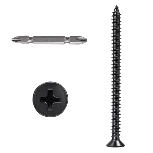 #10x2-1/2 Phillips Flat Head Black Wood Screws 100pcs HS/ZGLS-01 #10 x 2-1/2"