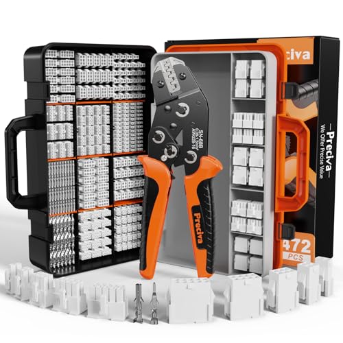 Preciva Mini-Fit Jr Kit Crimping Tool, with 12 Types 2-10 Pin Molex 4.2mm Connector, AWG 28-16 Terminals Terminals Crimping Pliers Compatible Dupont, Molex, KF2510