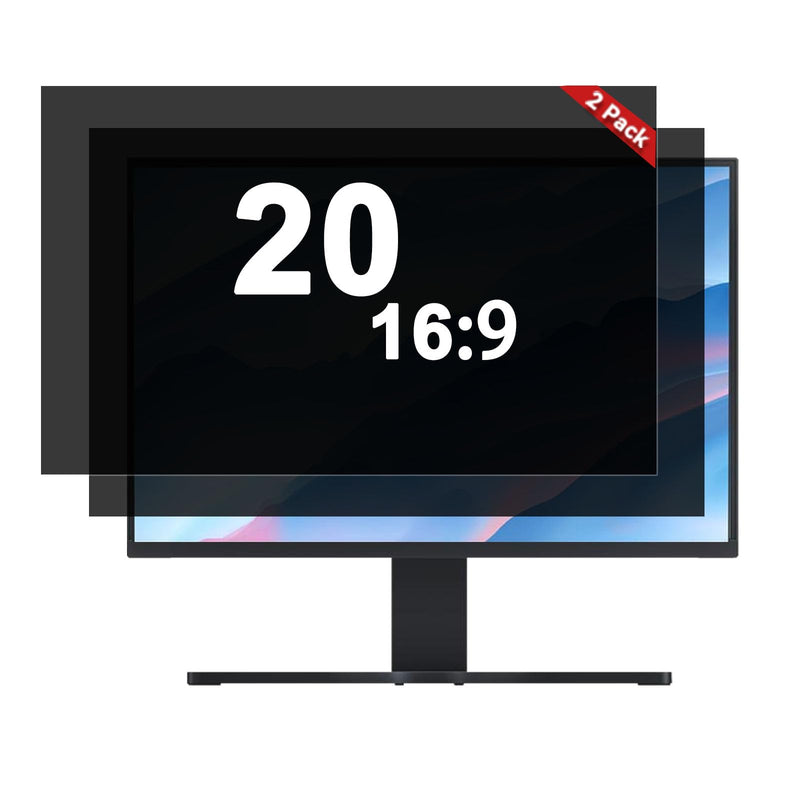[2 Pack] 20 Inch Computer Monitor Privacy Screen for 16:9 Aspect Ratio - Anti-Glare, Blue Light Filtering, Eye Protection, Removable Anti-Scratch Privacy Shield Screen 20in 20.0'' Widescreen (16:9)