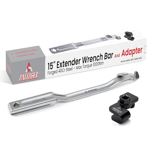 Wrench Extender Tool Set, 15-Inch Bar with Adapter, 2-Piece Heavy-Duty Forged Steel