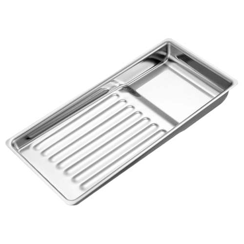 OUNONA Disinfectant Tray Stainless Steel 19.8 x 9.3 Inch Metal Tray for Manicure and Beauty Salon Tools Sterilisation Organiser