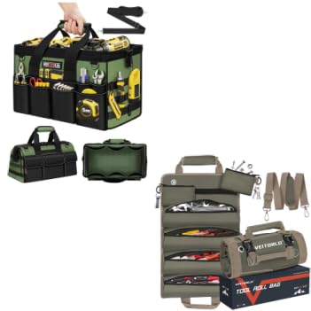 Heavy Duty Tool Bag 16-Inch - 19 Pockets Tool Organizer, Tool Roll Up Bag, Gifts for Men Dad Husband Him Christmas, Mens Stocking Stuffers