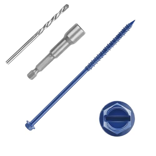 #12x6 Blue Slotted Hex Washer Concrete Screws 30pcs HS/ZGLS-09 #12 x 6"