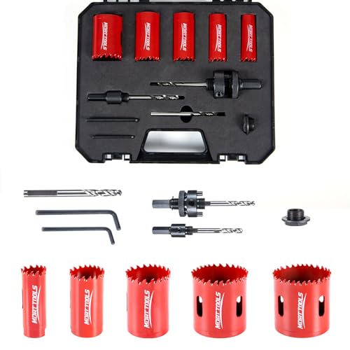 M42 Hole Saw Kit,12Pcs 8% Cobalt Bi-Metal Hole Saw Set with with 7/8"-1-1/2"(22-38mm)–Deep Cut 2" Depth HSS Hole Cutter for Wood, Plastic, Drywall, Metal Sheet & Hardened Stainless Steel 12PCS-7/8"-1-1/2" 1