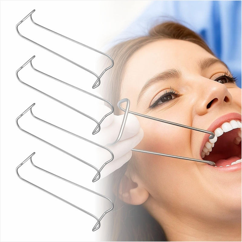 Dental Columbia Cheek Retractor, Stainless Steel Autoclavable Mouth Openers for Teeth Bite, Orthodontics & Procedure, Pack of 4