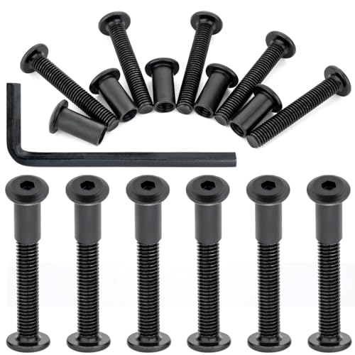 100 Pcs M8x50mm Black Furniture Bolts for Furniture,Mechanical Assembly 100