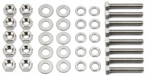 304 Stainless Steel Hex Bolt Kit 1/4"-20 UNC, Fully Threaded Machine Bolts with Nuts, Flat & Spring Washers (Set of 10, 1/4" x 3/4") 1/4" x 3/4" Set of 10