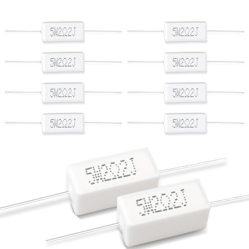 5 W 5% Tolerance 2.2 Ohm Ceramic Cement Resistor for DIY Project and Experiments Pack of 10 2.2Ω 5W
